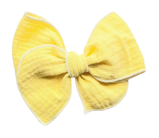 Lemon Drop Bow - lemon yellow gauze hair bow clip